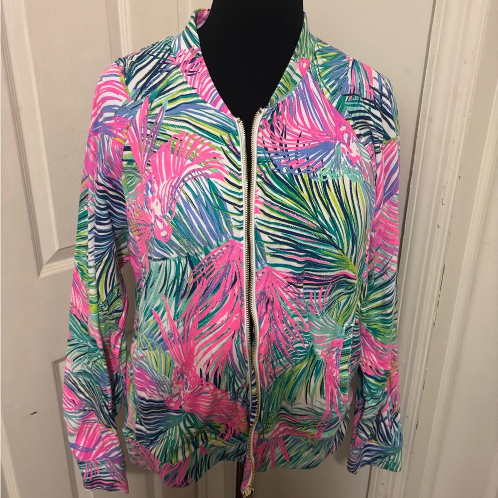 Lilly Pulitzer Pink and Green Bomber Jacket